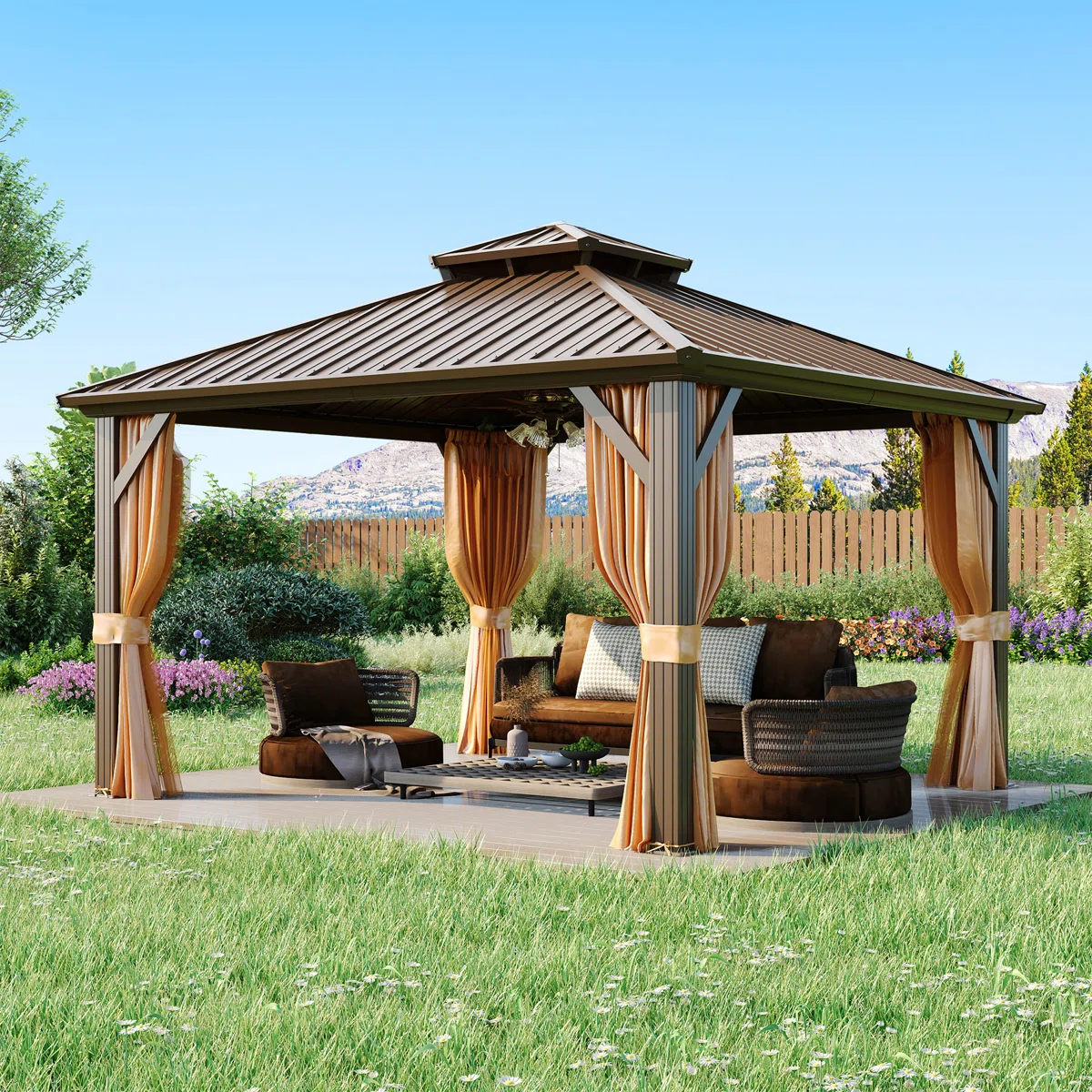 12 Ft. W x 12 Ft. D Aluminum Patio Gazebo - Image 4
