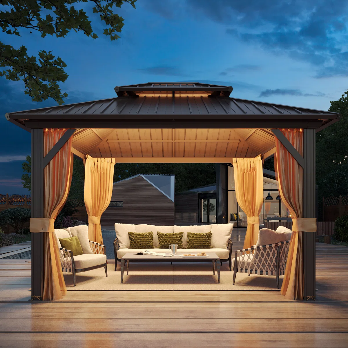 Outdoor Patio Gazebo, Hardtop Gazebo with Galvanized Steel Roof and Aluminum Frame - Image 2