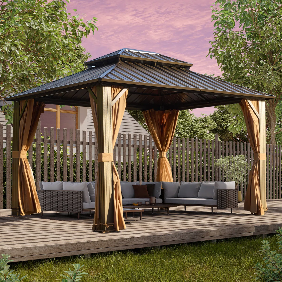 Outdoor Patio Gazebo, Hardtop Gazebo with Galvanized Steel Roof and Aluminum Frame - Image 3